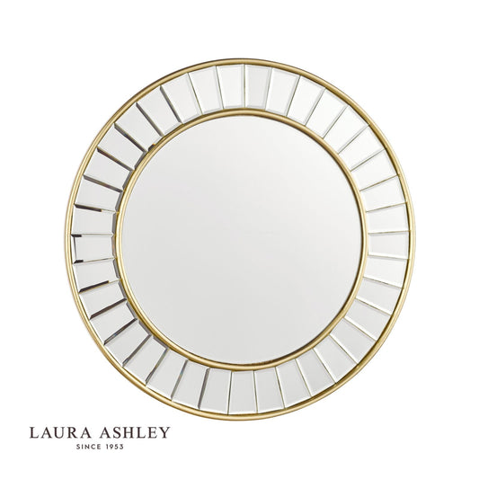 Laura Ashley Small Clemence Round Mirror Gold Leaf 50cm