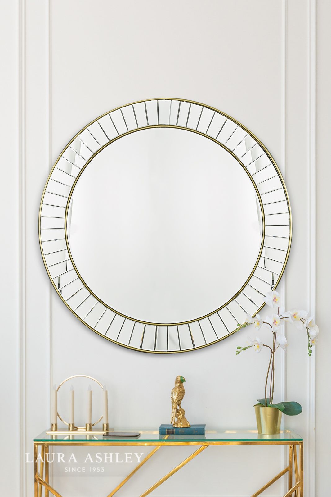 Laura Ashley Clemence Large Round Mirror Gold Leaf 120cm