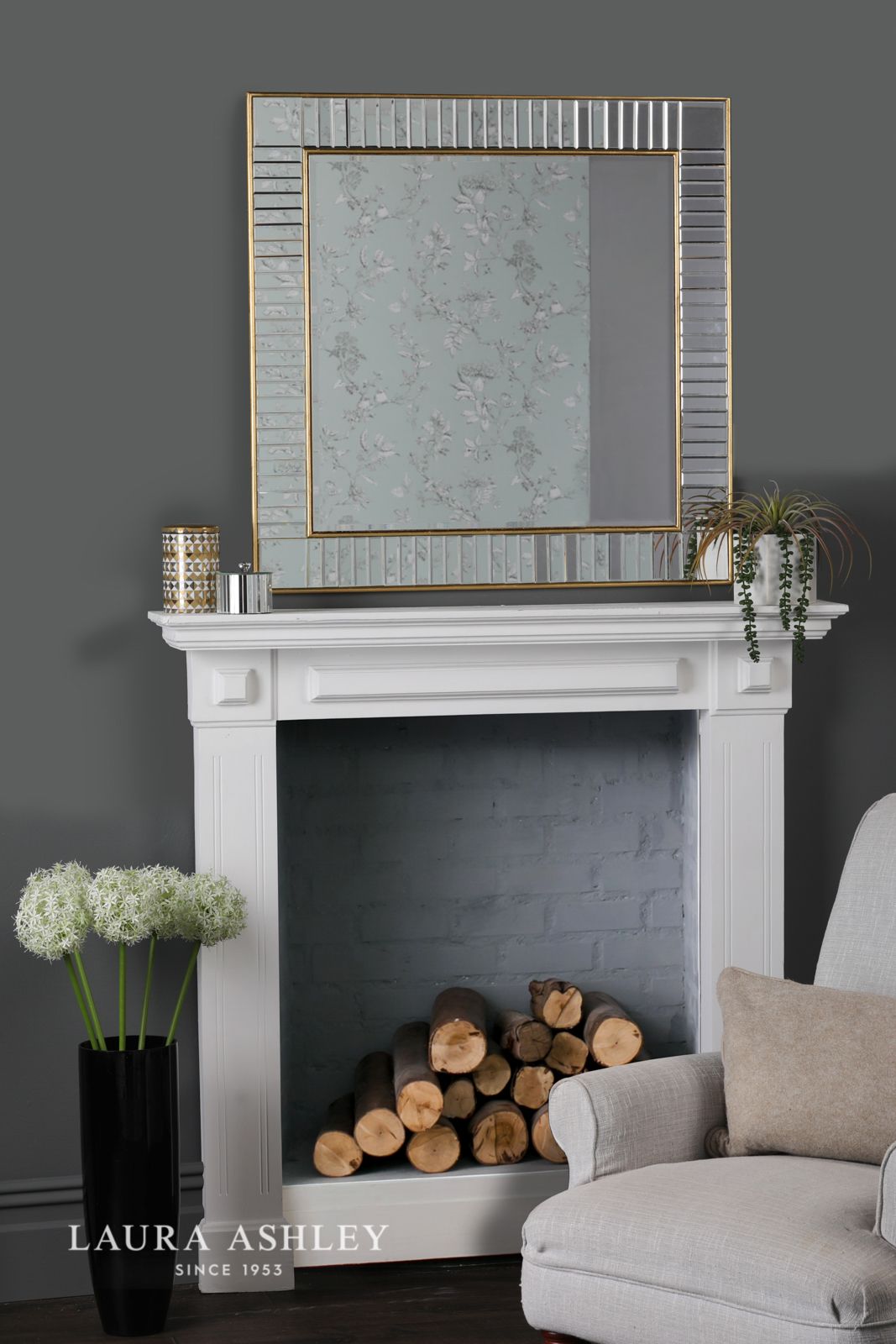 Laura Ashley Clemence Square Mirror Gold Leaf 90cm