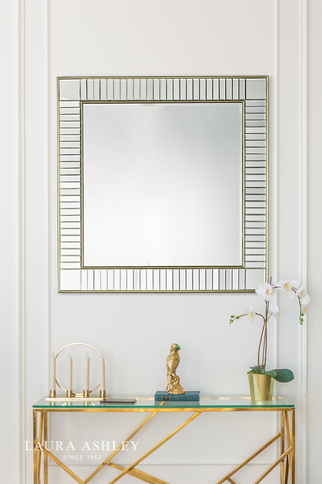 Laura Ashley Clemence Square Mirror Gold Leaf 90cm