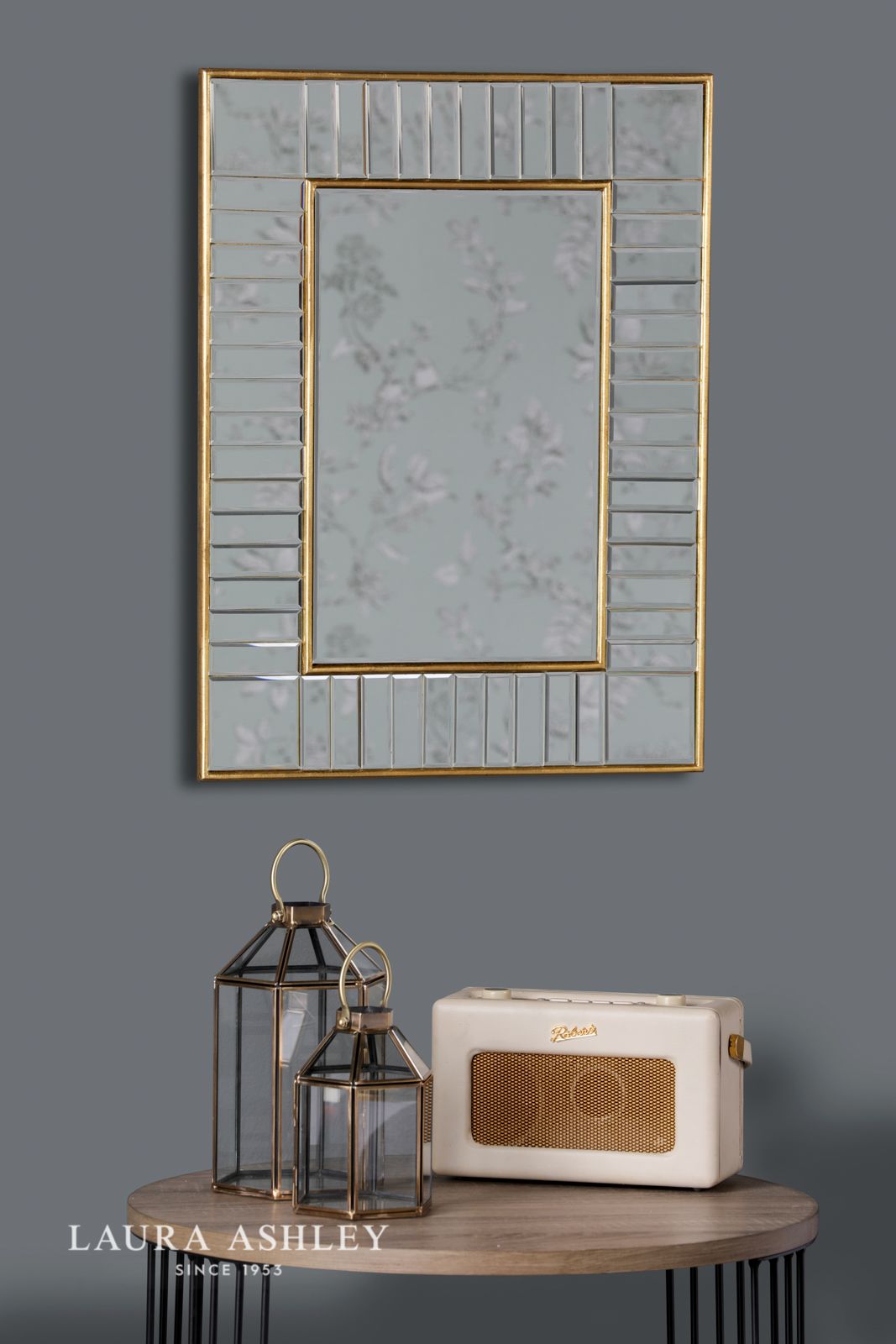 Laura Ashley Clemence Small Rectangle Mirror Gold Leaf 60 x 45cm