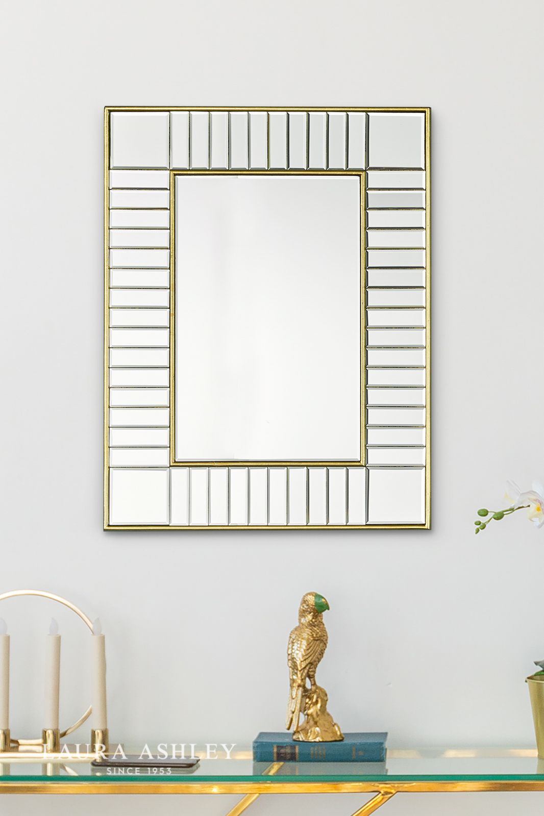 Laura Ashley Clemence Small Rectangle Mirror Gold Leaf 60 x 45cm