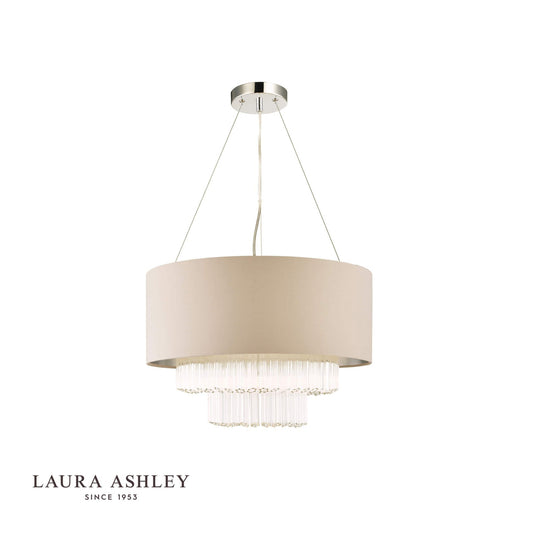 Laura Ashley Genevieve 5lt Pendant Grey Shade Glass