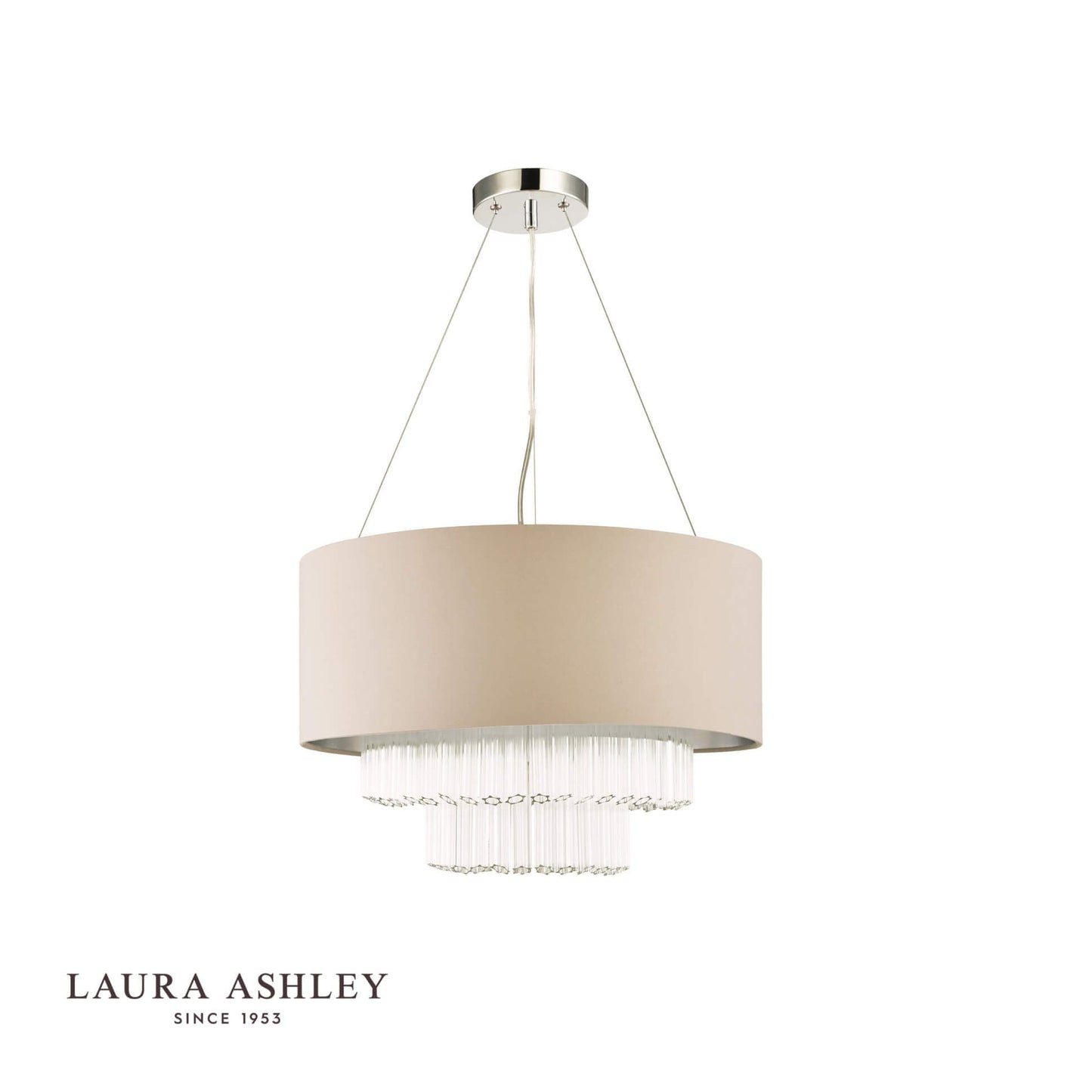 Laura Ashley Genevieve 5lt Pendant Grey Shade Glass