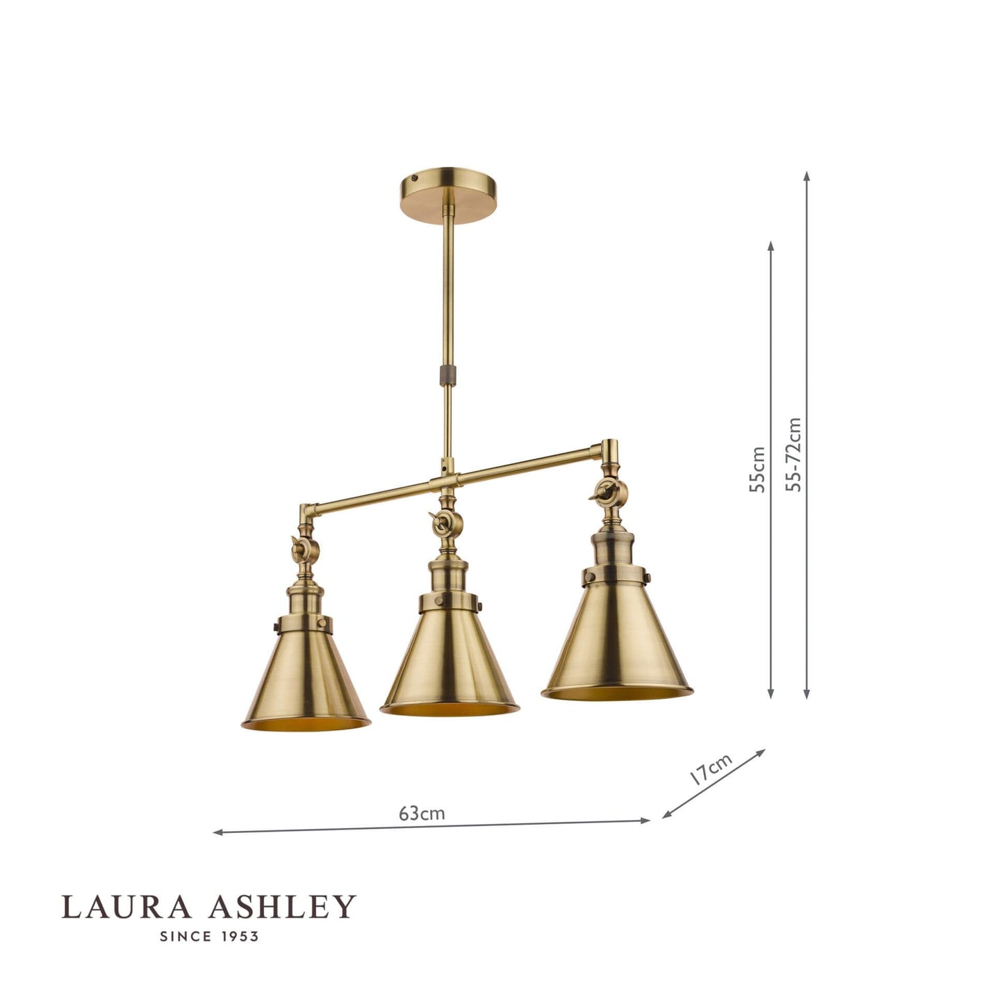 Laura Ashley Rufus 3lt Bar Pendant Antique Brass