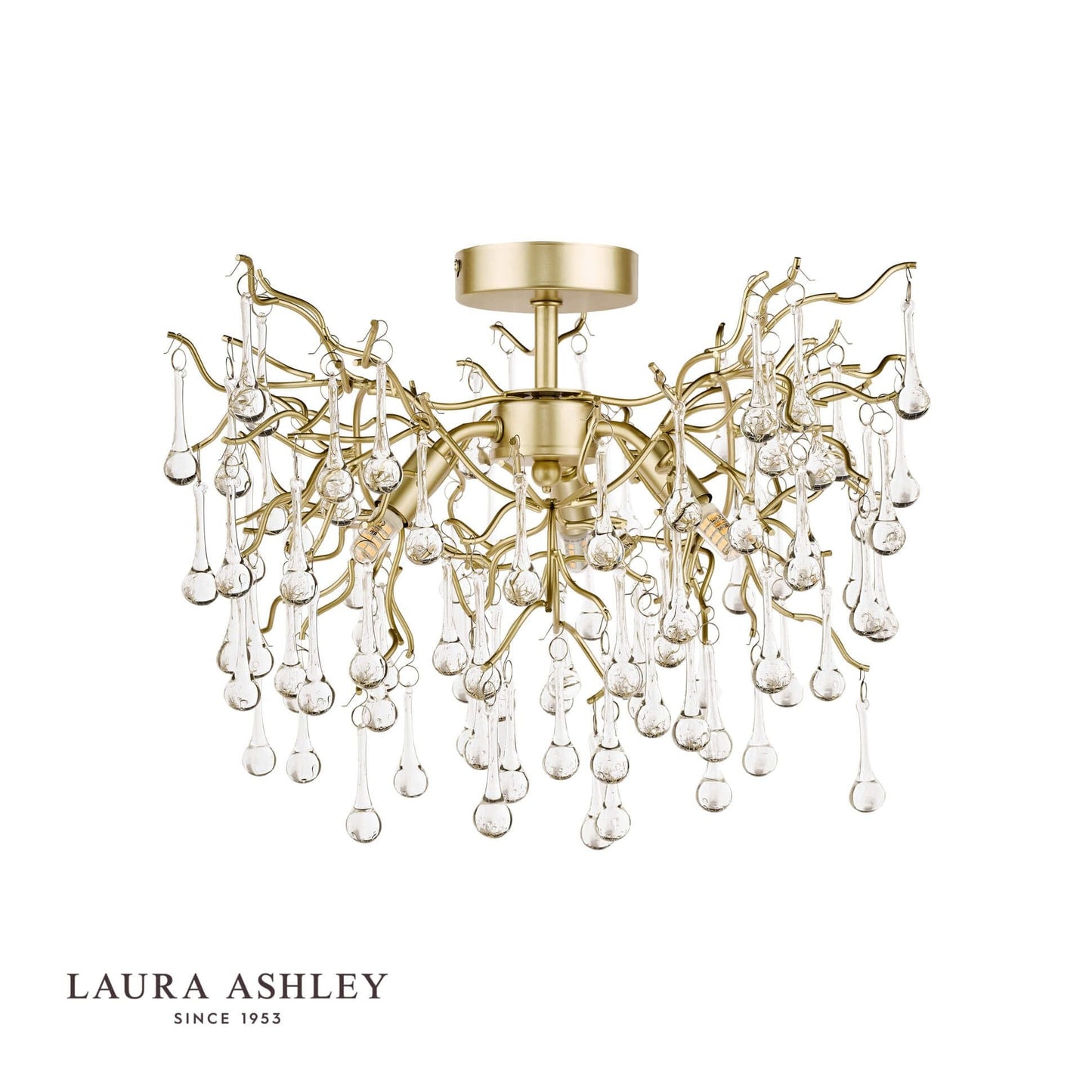 Laura Ashley Willow 3lt Semi Flush Satin Champagne Crystal