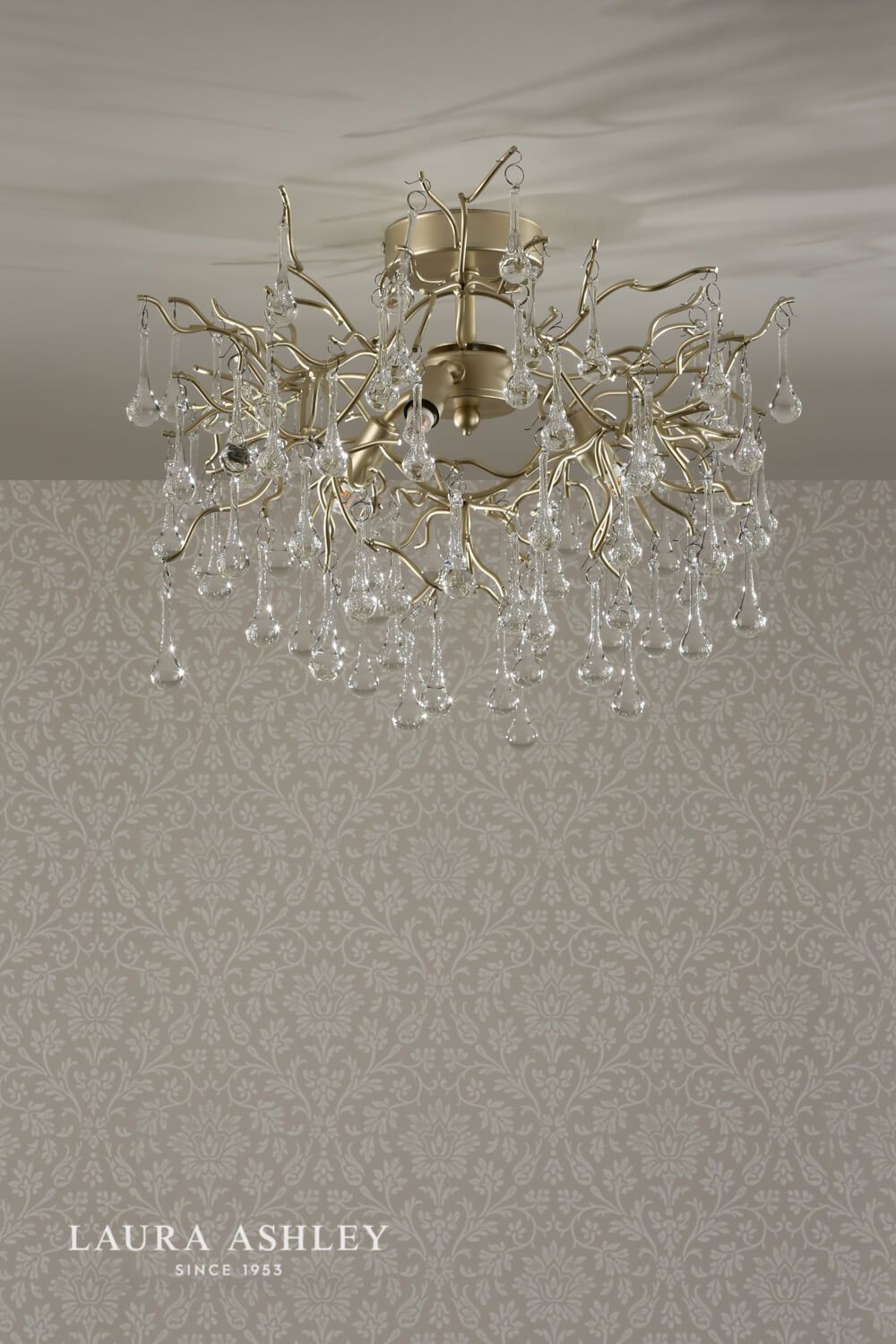 Laura Ashley Willow 3lt Semi Flush Satin Champagne Crystal