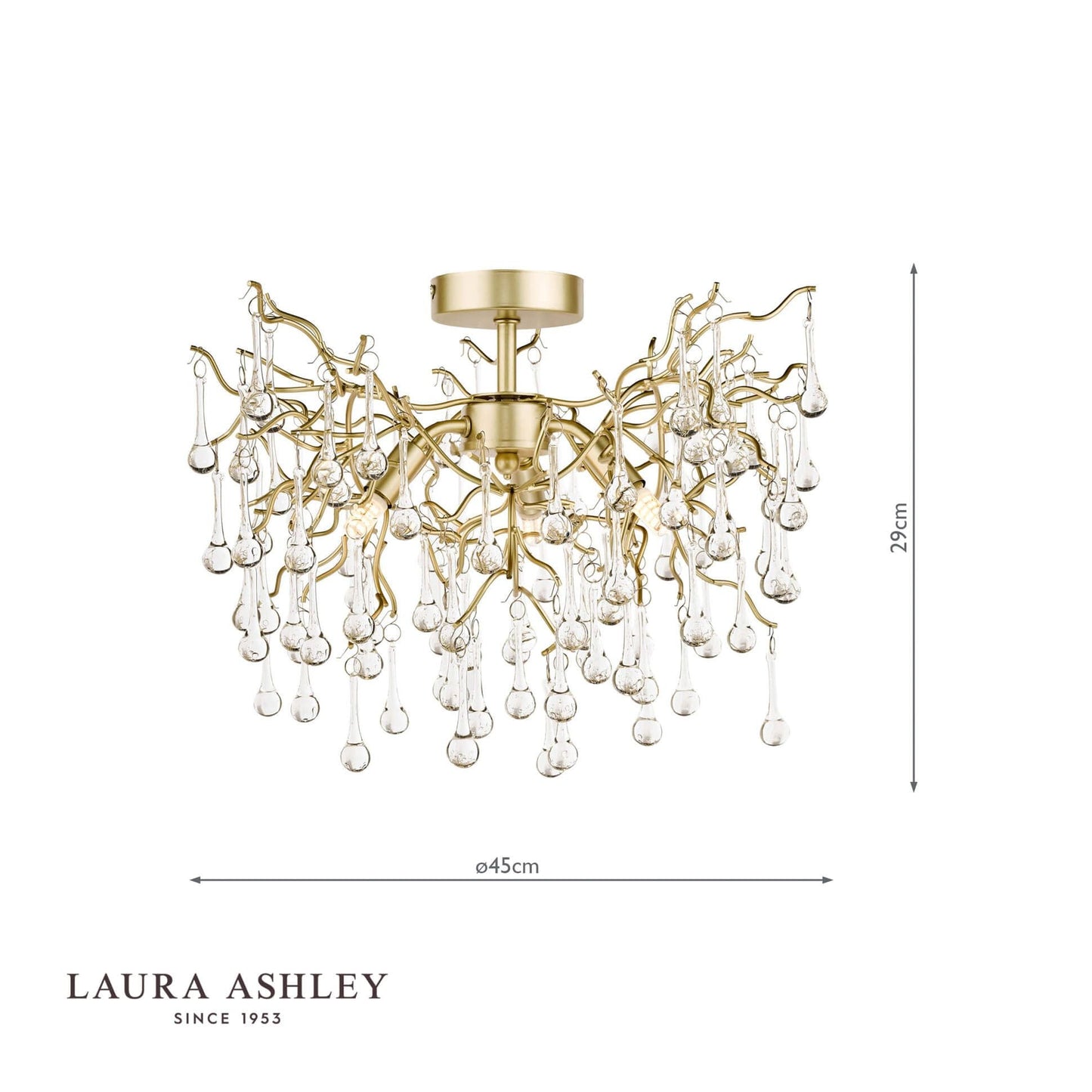 Laura Ashley Willow 3lt Semi Flush Satin Champagne Crystal