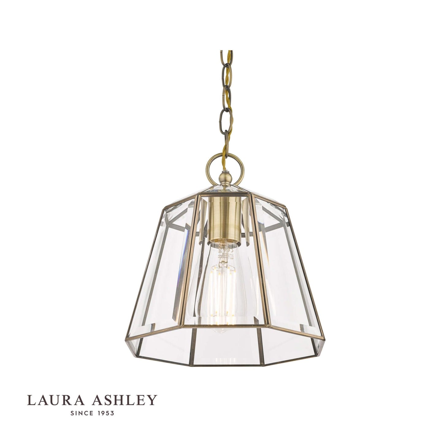 Laura Ashley Clayton Pendant Antique Brass Glass