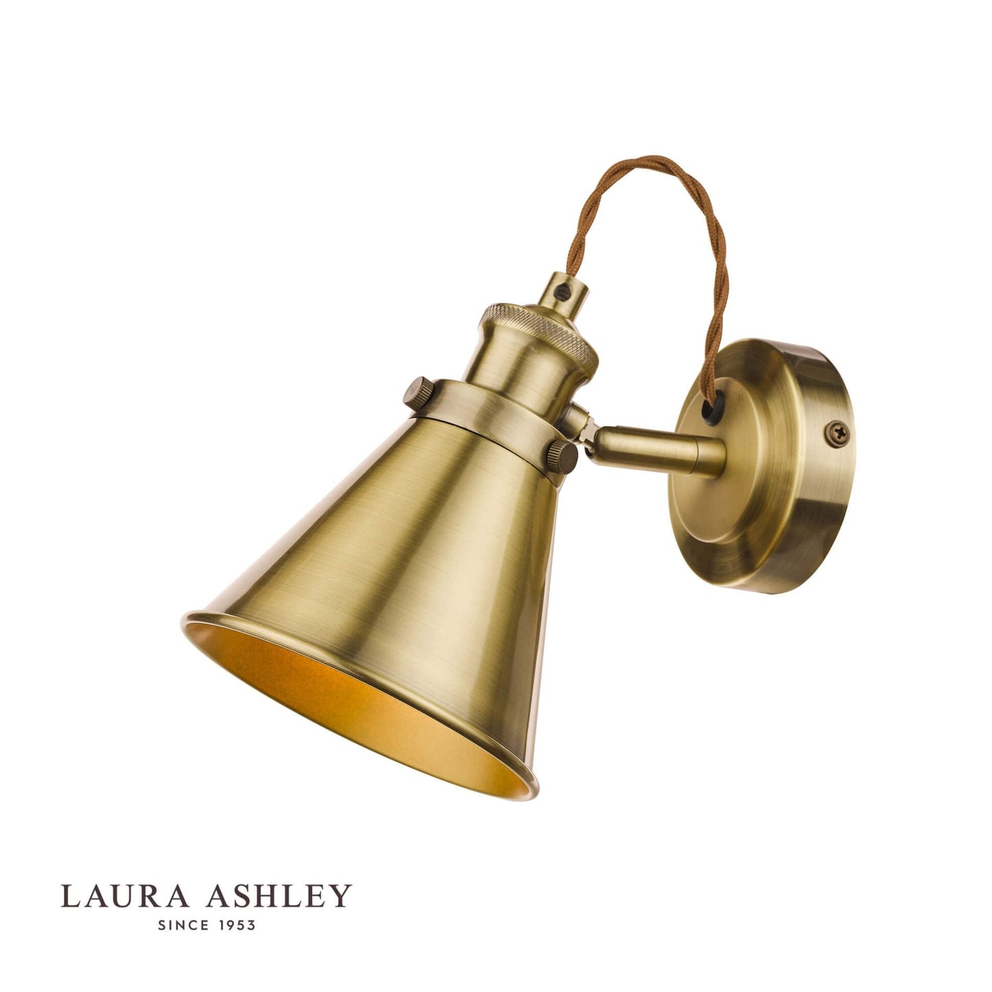 Laura Ashley Rufus Single Spotlight Antique Brass