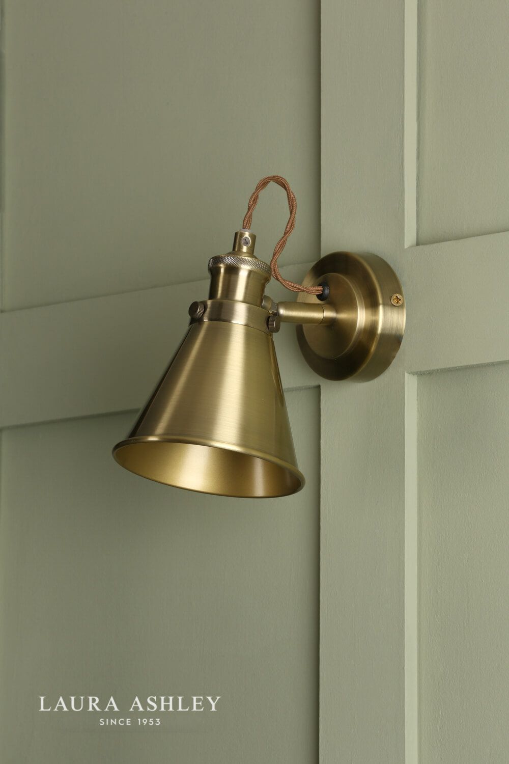 Laura Ashley Rufus Single Spotlight Antique Brass