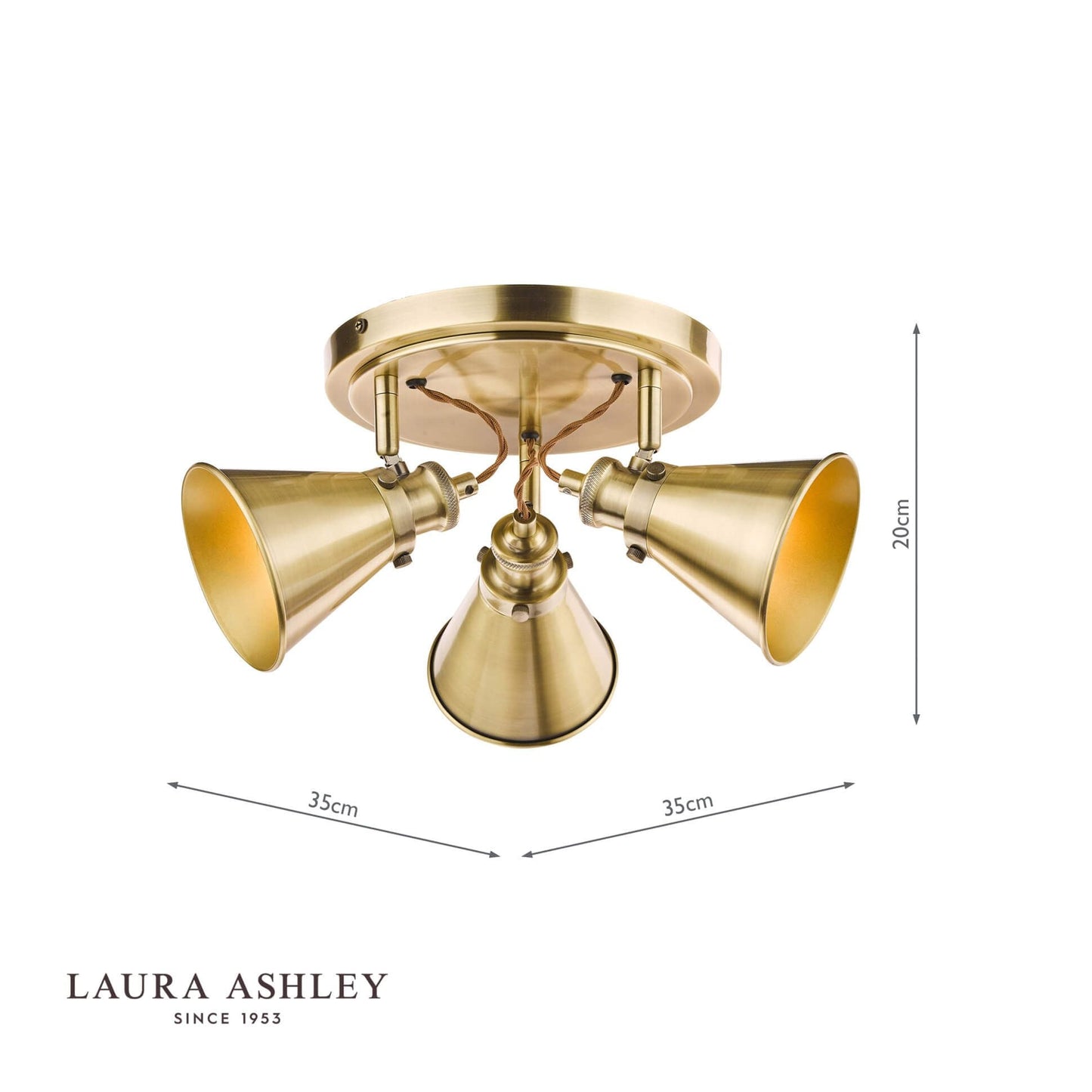 Laura Ashley Rufus 3lt Plate Spotlight Antique Brass