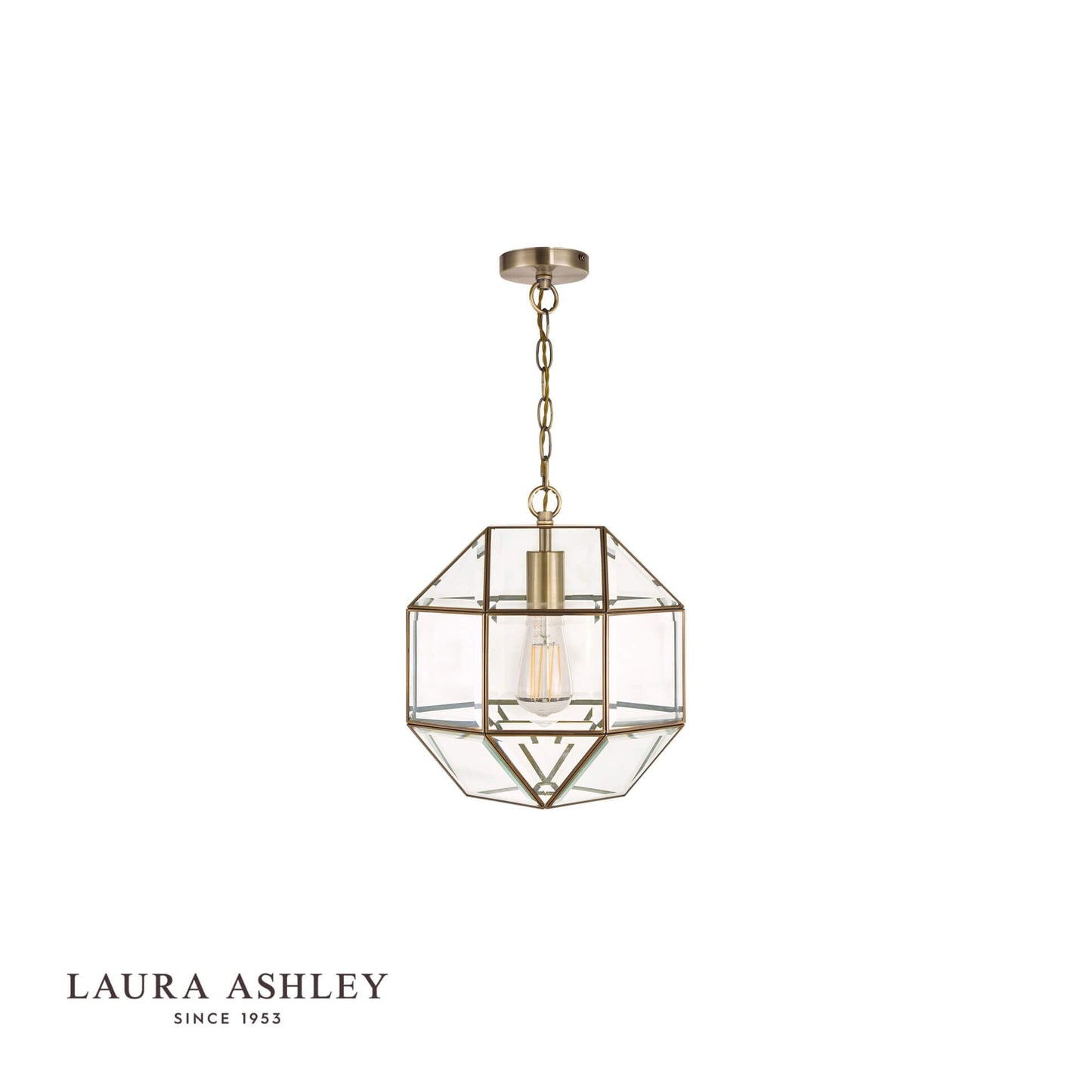 Laura Ashley Blackwell Pendant Antique Brass Glass