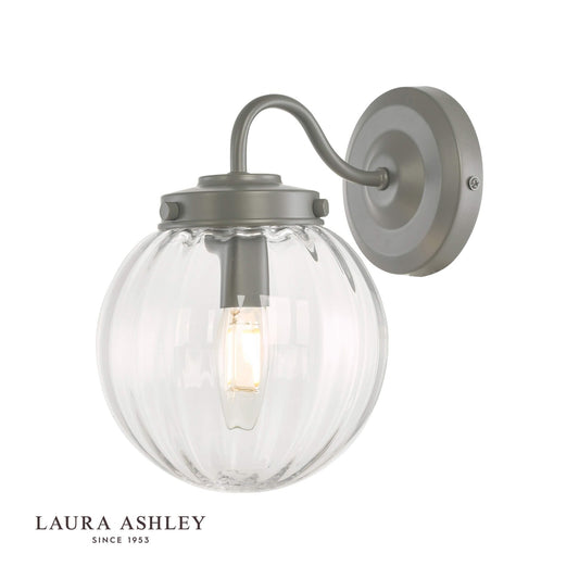 Laura Ashley Georgie Outdoor Wall Light Matt Grey Glass IP44