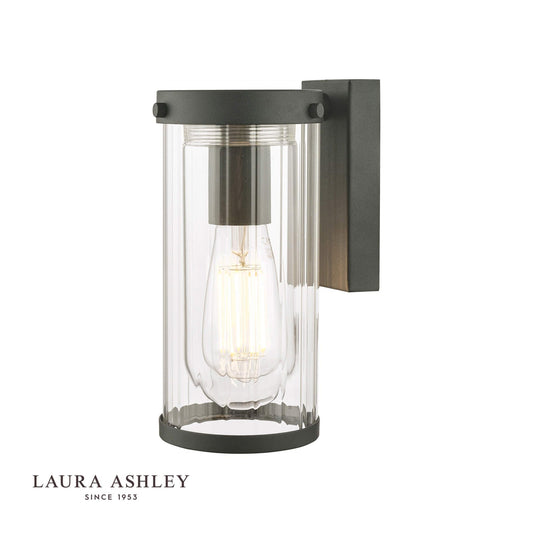 Laura Ashley Arthur Outdoor Wall Light Matt Black Glass IP44