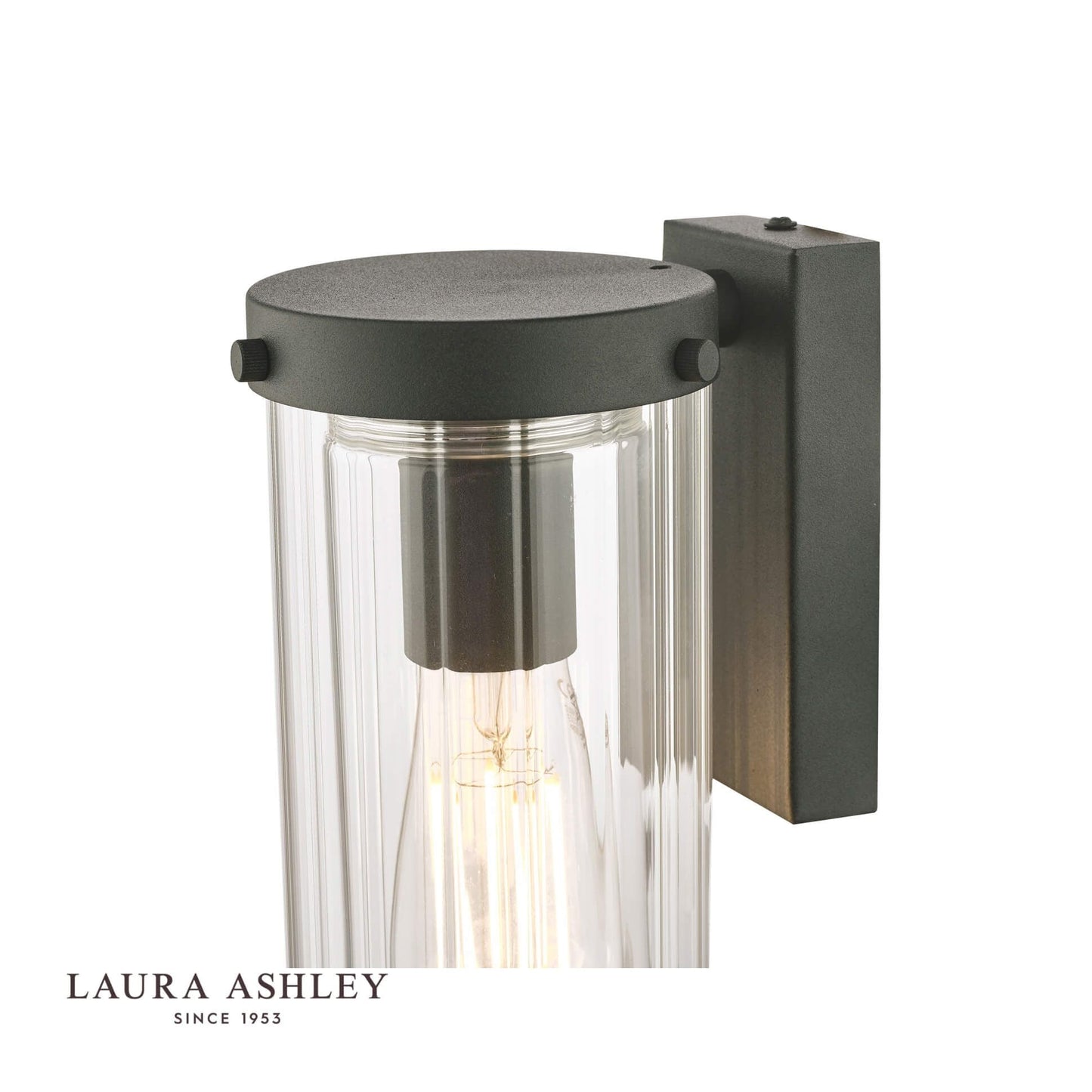 Laura Ashley Arthur Outdoor Wall Light Matt Black Glass IP44