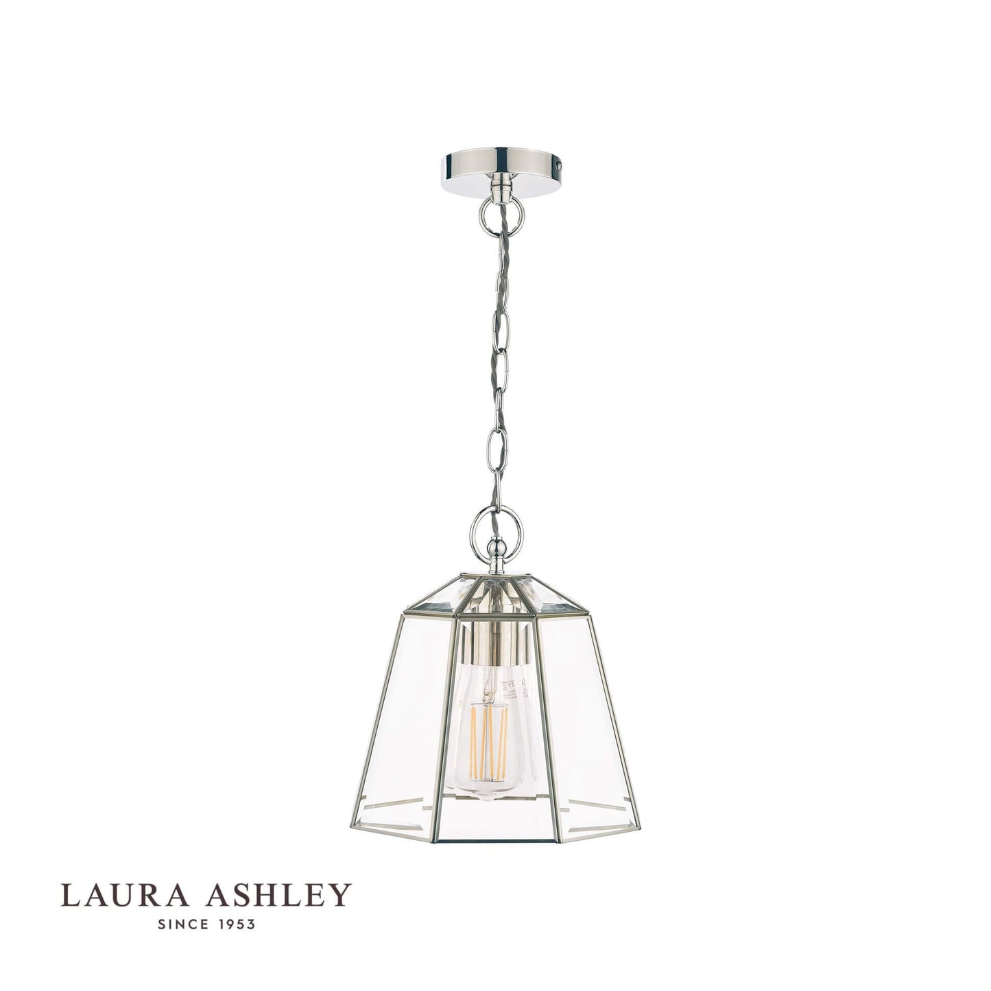 Laura Ashley Clayton Pendant Polished Silver Glass