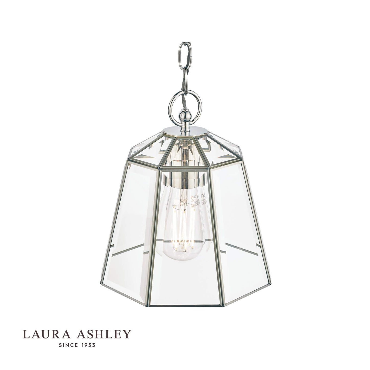 Laura Ashley Clayton Pendant Polished Silver Glass