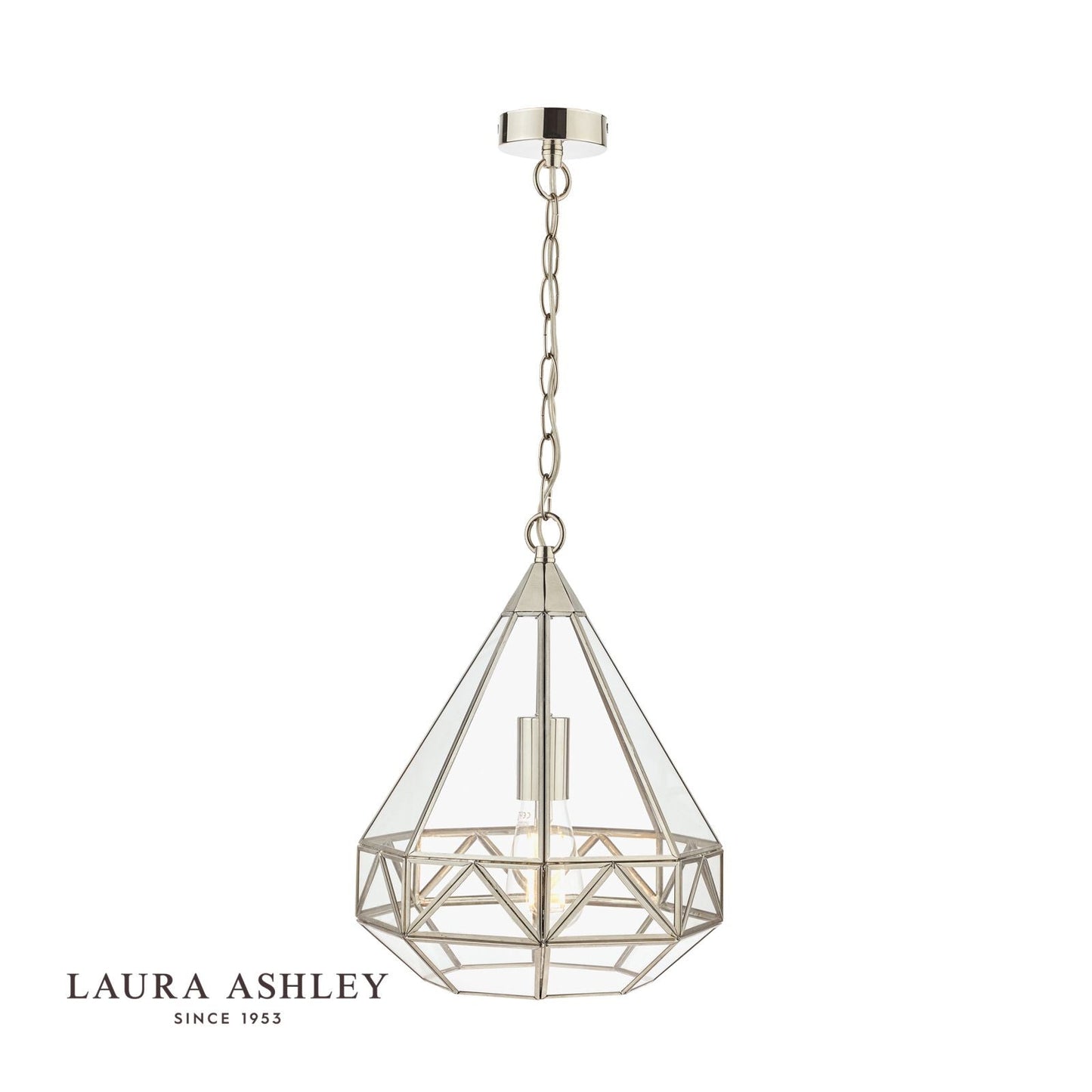 Laura Ashley Zaria Pendant Polished Silver Glass