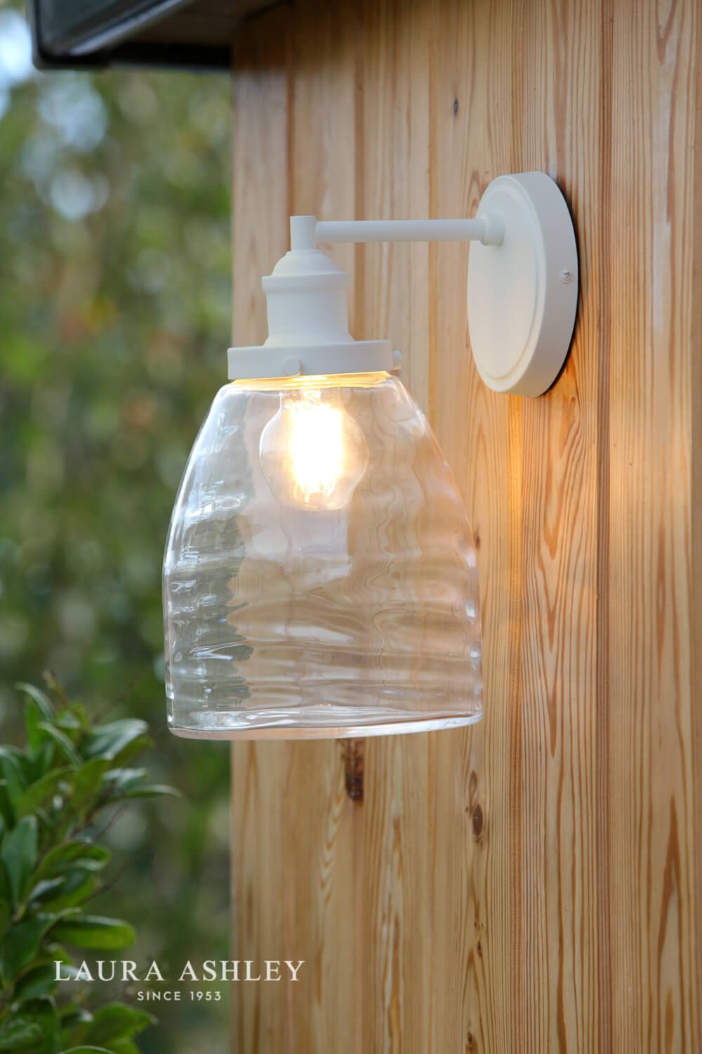 Laura Ashley Ainsworth Outdoor Wall Light Matt Cream Glass IP44