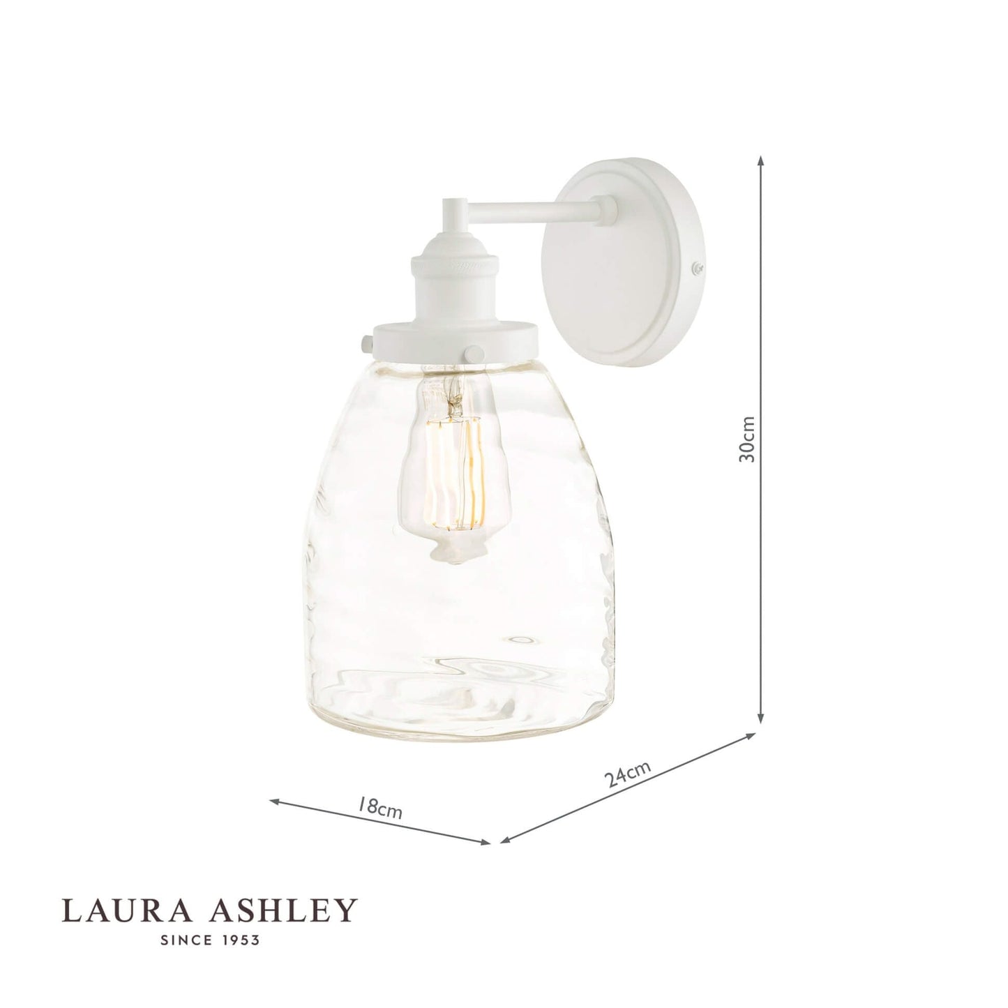 Laura Ashley Ainsworth Outdoor Wall Light Matt Cream Glass IP44