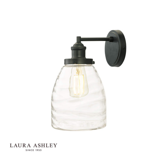 Laura Ashley Ainsworth Outdoor Wall Light Matt Grey Glass IP44