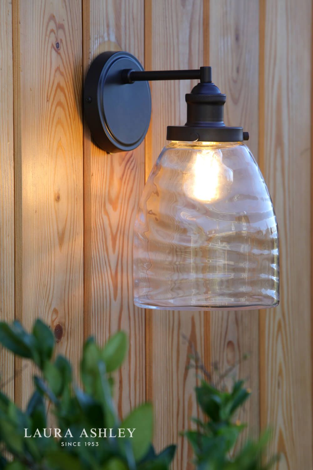 Laura Ashley Ainsworth Outdoor Wall Light Matt Grey Glass IP44