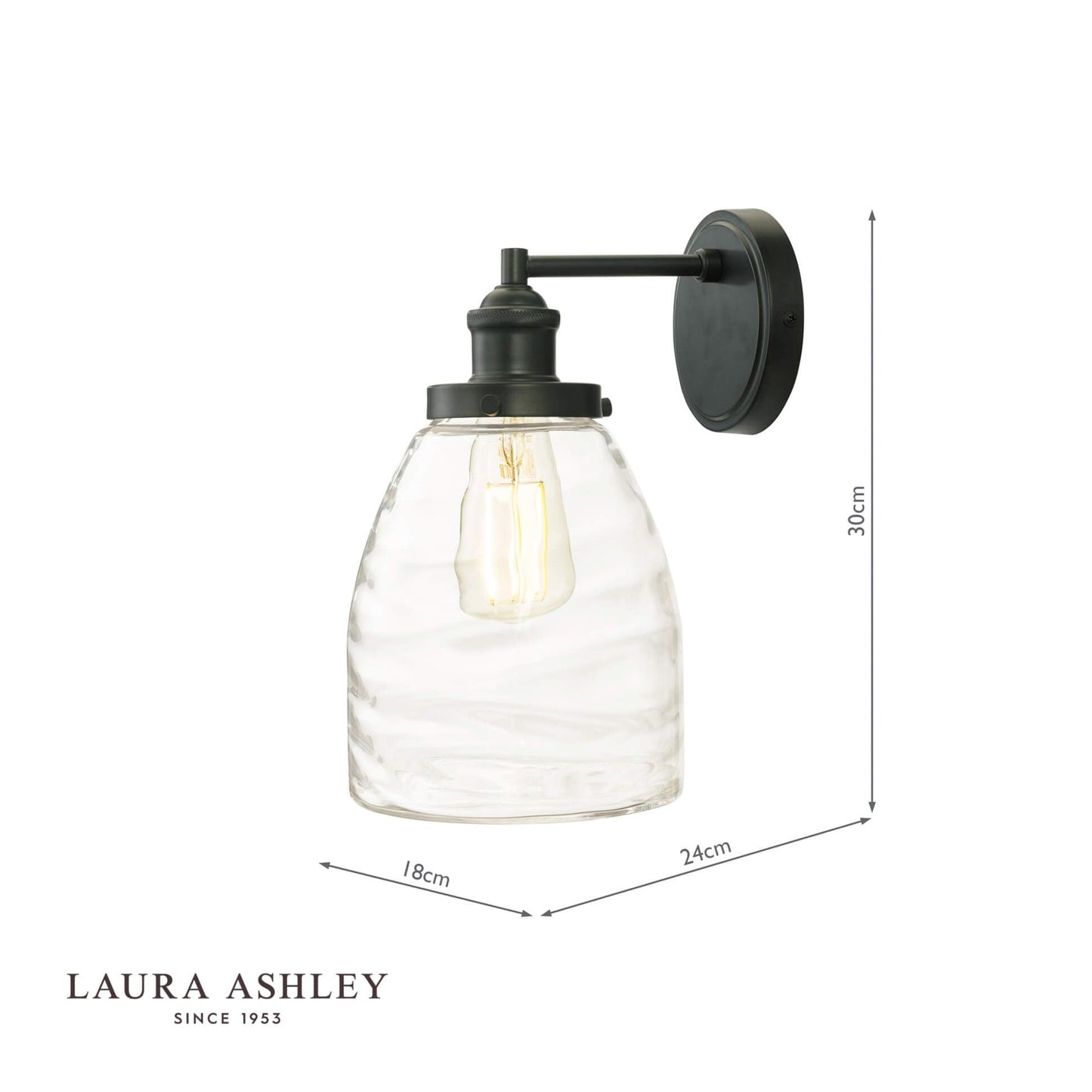 Laura Ashley Ainsworth Outdoor Wall Light Matt Grey Glass IP44