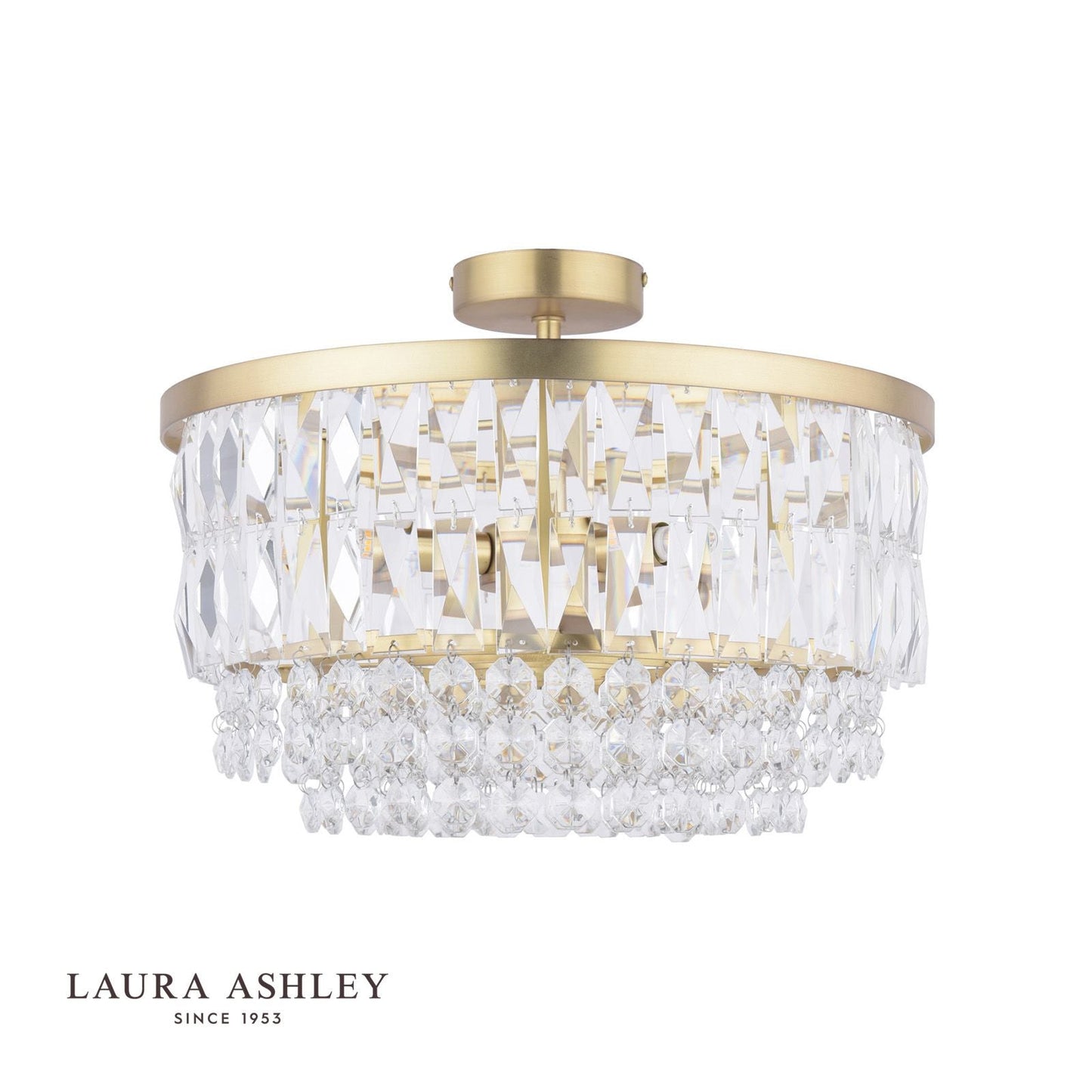 Laura Ashley Rhosill 3 Light Semi Flush Glass & Antique Brass