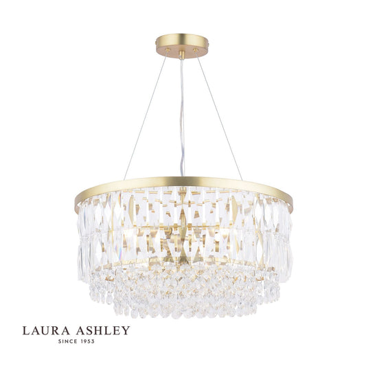 Laura Ashley Rhosill 4 Light Pendant Glass & Antique Brass