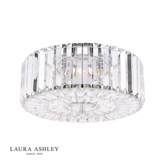 Laura Ashley Fernhurst 3 Light Flush Crystal & Polished Chrome