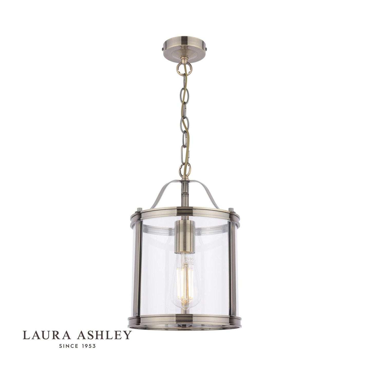 Laura Ashley Harrington Pendant Antique Brass & Glass