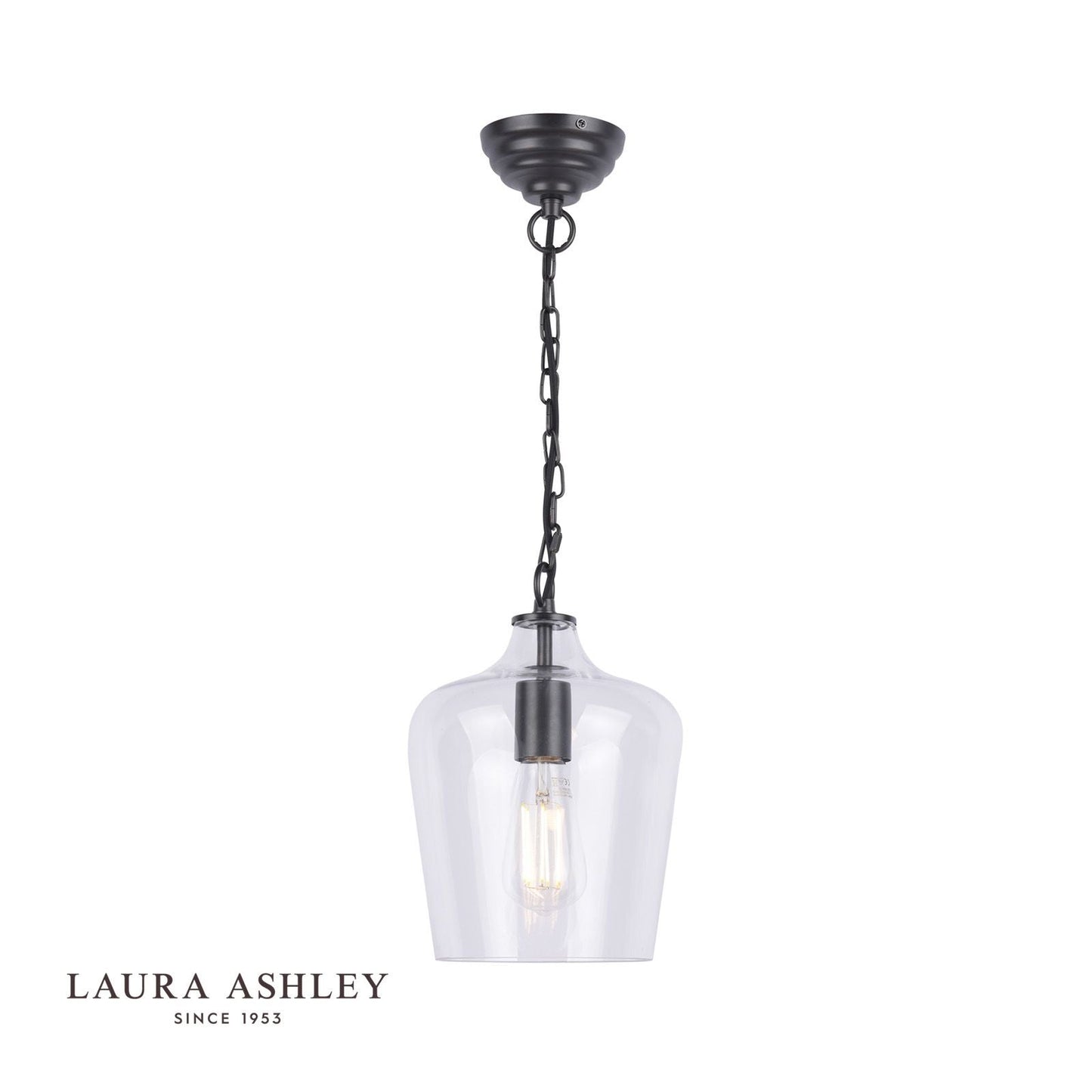 Laura Ashley Ockley Bottle Pendant Glass & Matt Black