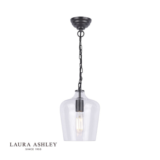 Laura Ashley Ockley Bottle Pendant Glass & Matt Black