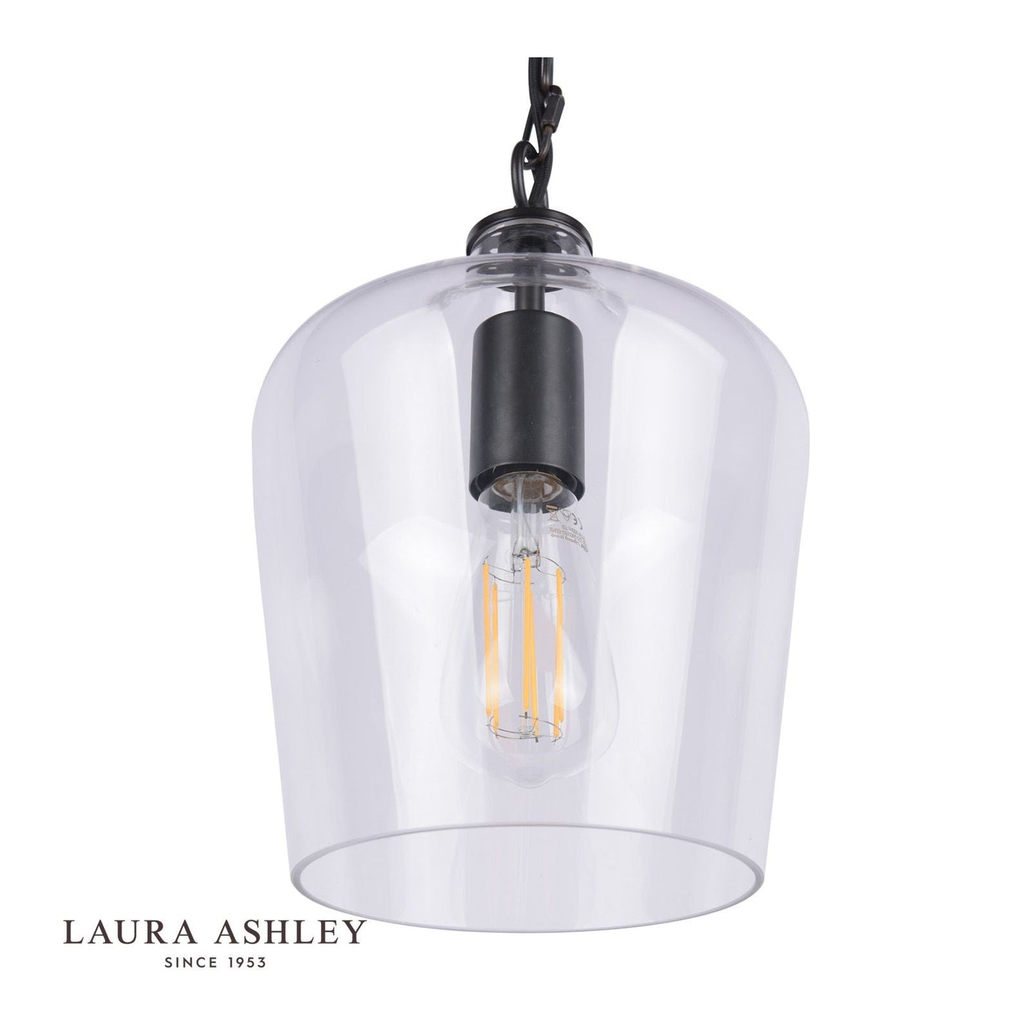 Laura Ashley Ockley Bottle Pendant Glass & Matt Black