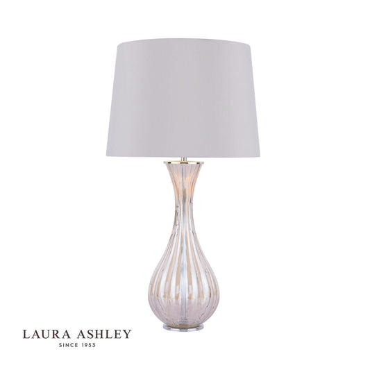 Laura Ashley Nevern Table Lamp Champagne Glass & Polished Chrome With Shade