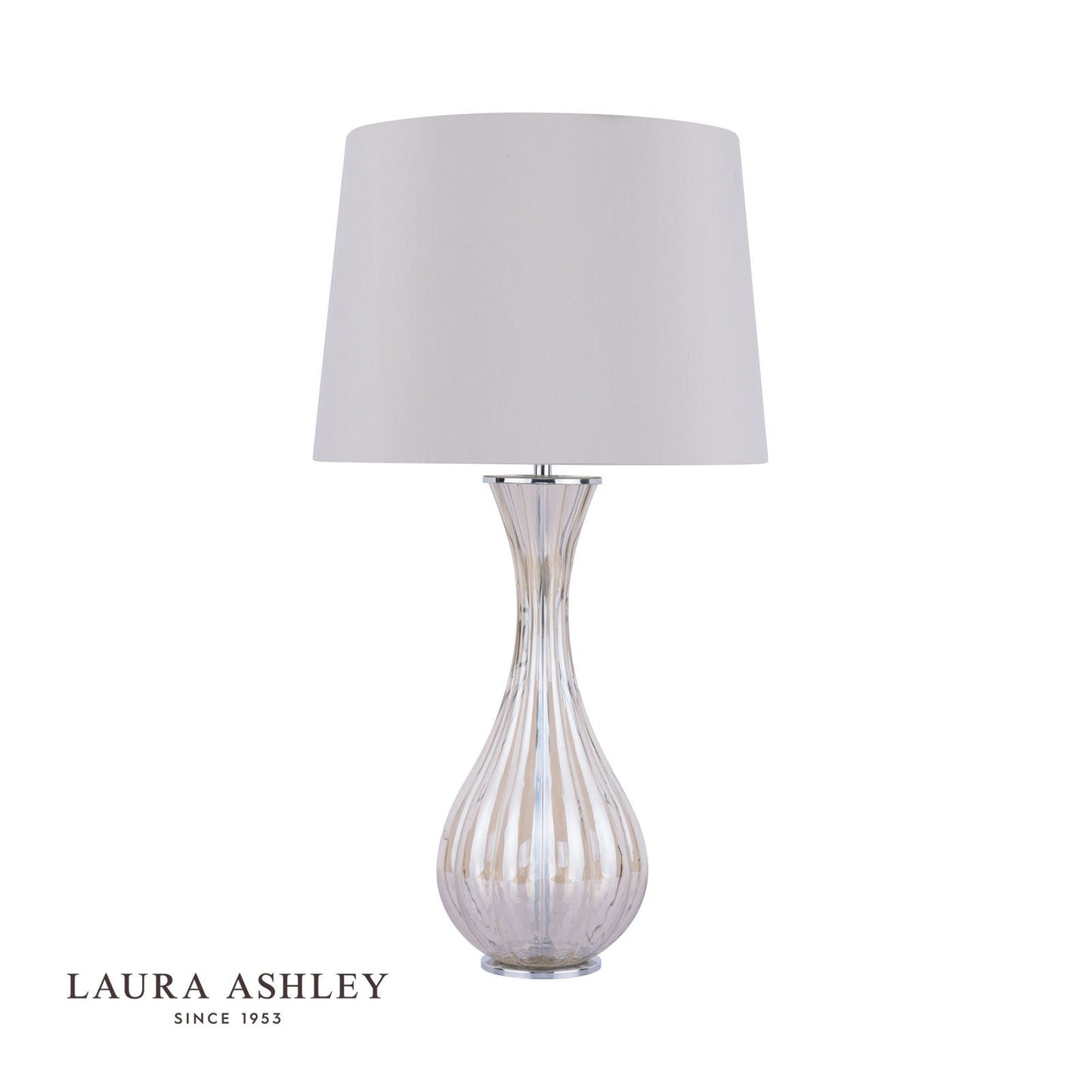 Laura Ashley Nevern Table Lamp Champagne Glass & Polished Chrome With Shade
