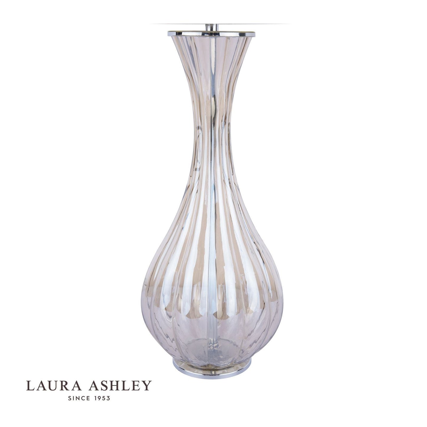 Laura Ashley Nevern Table Lamp Champagne Glass & Polished Chrome With Shade