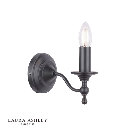 Laura Ashley Ludchurch Single Wall Light Industrial Black Bracket Only