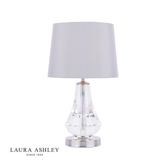 Laura Ashley Humby Touch Table Lamp Crystal & Polished Nickel With Shade