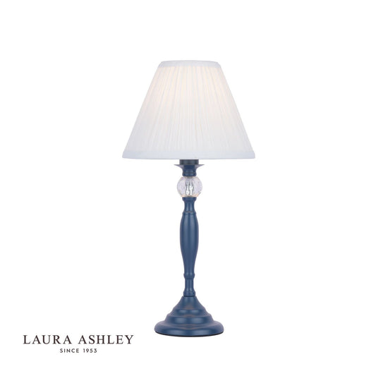 Laura Ashley Ellis Table Lamp Matt Blue & Crystal With Shade