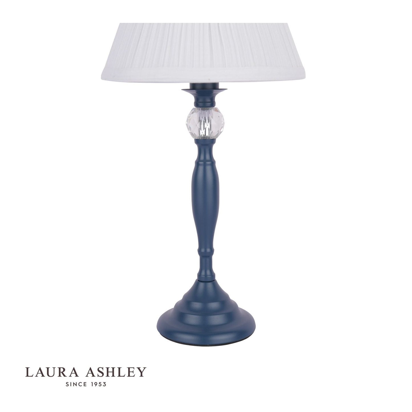 Laura Ashley Ellis Table Lamp Matt Blue & Crystal With Shade