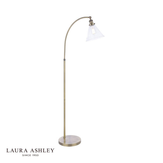 Laura Ashley Isaac Floor Lamp Antique Brass and Glass