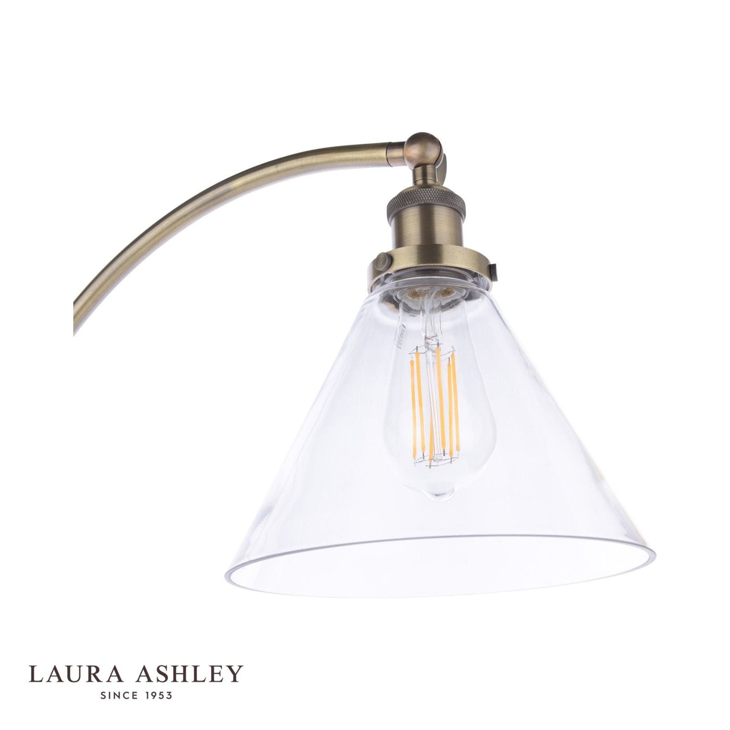 Laura Ashley Isaac Floor Lamp Antique Brass and Glass