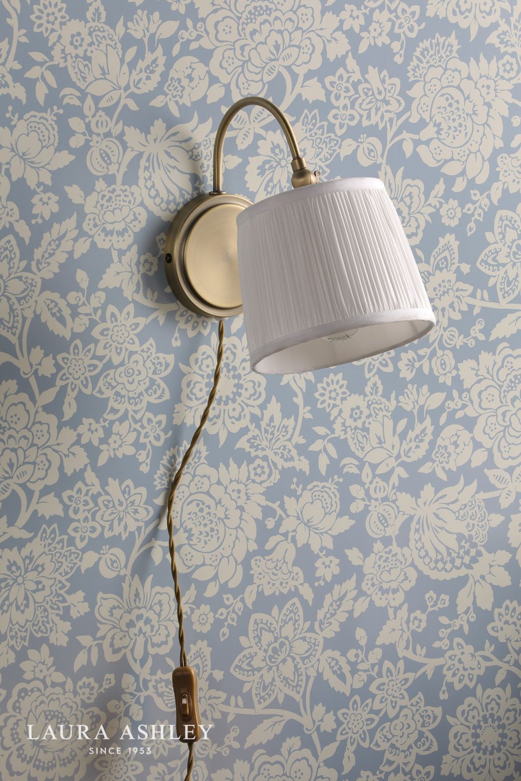 Laura Ashley Hemsley Wall Light Antique Brass and Ivory With Shade
