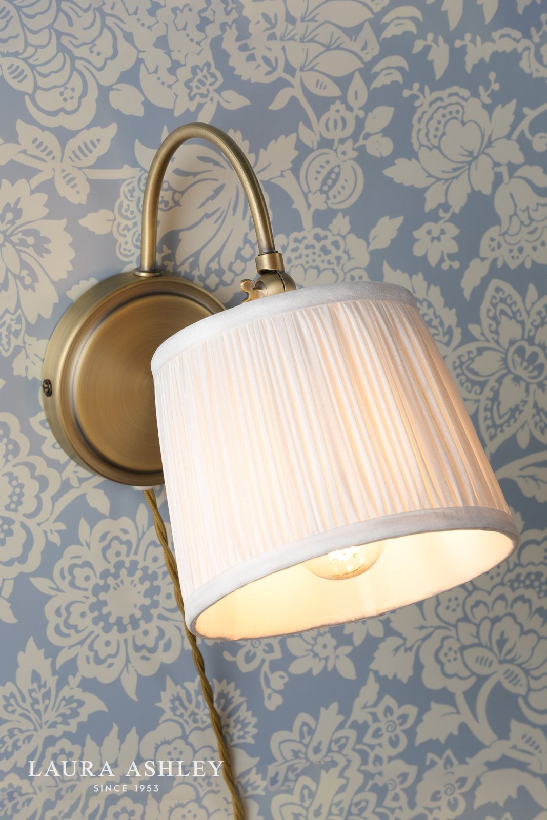 Laura Ashley Hemsley Wall Light Antique Brass and Ivory With Shade