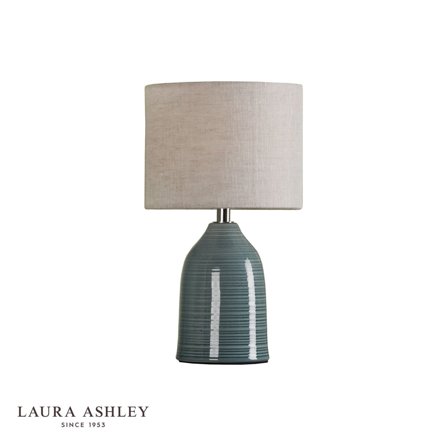 Laura Ashley Penny Twin Pack Table Lamp Blue Crackle Glaze With Shade