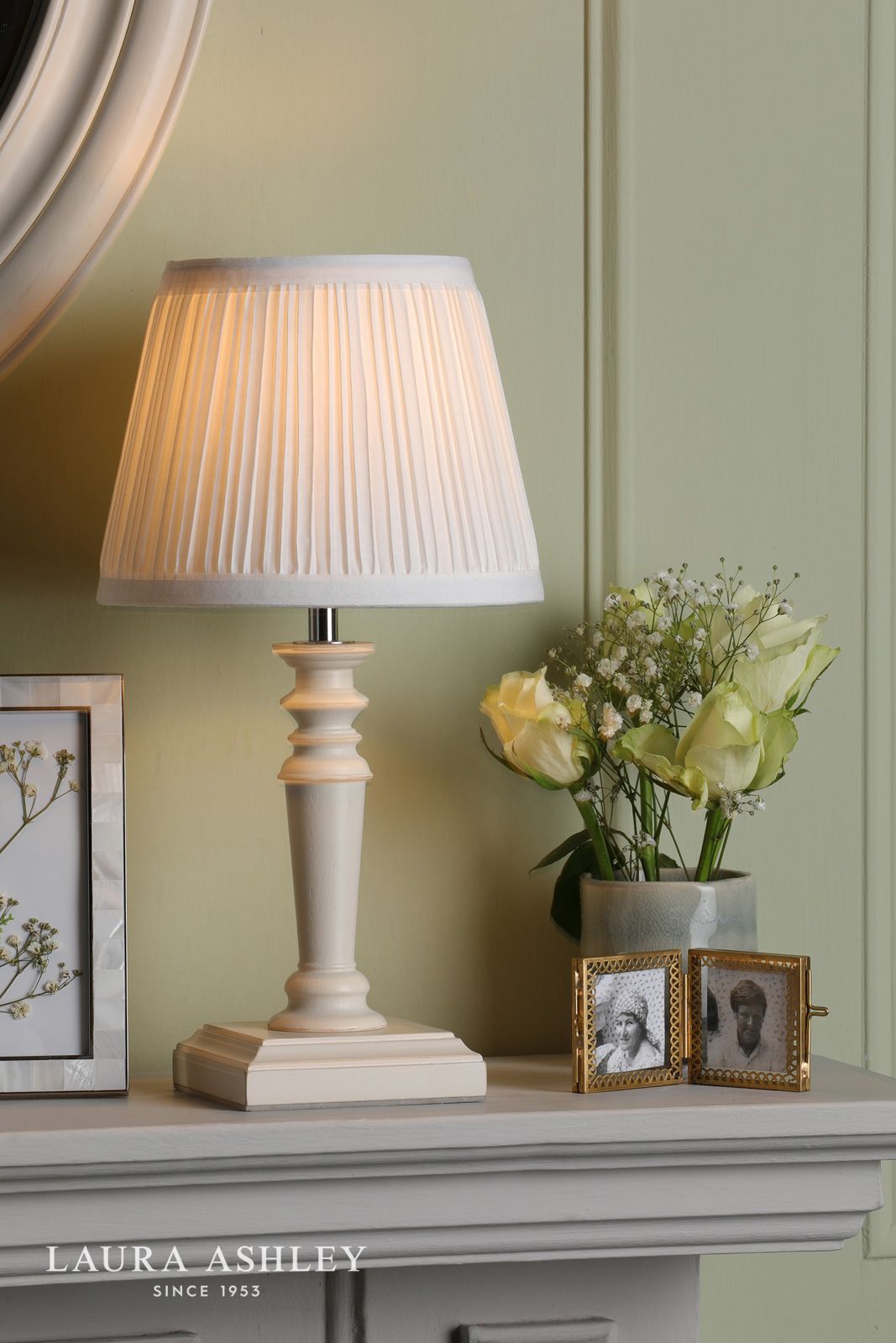 Laura Ashley Tate Twin Pack Table Lamp Distressed Wood With Shade