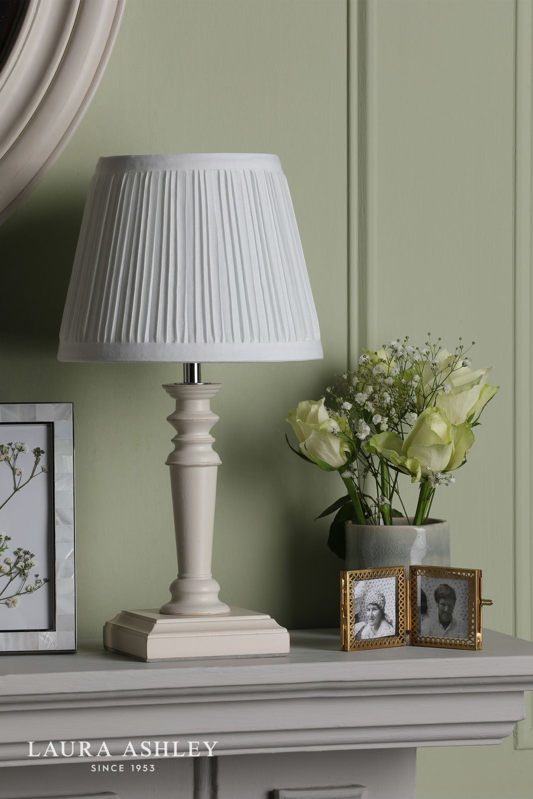 Laura Ashley Tate Twin Pack Table Lamp Distressed Wood With Shade