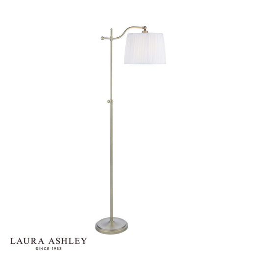 Laura Ashley Hemsley Floor Lamp Antique Brass and Ivory With Shade